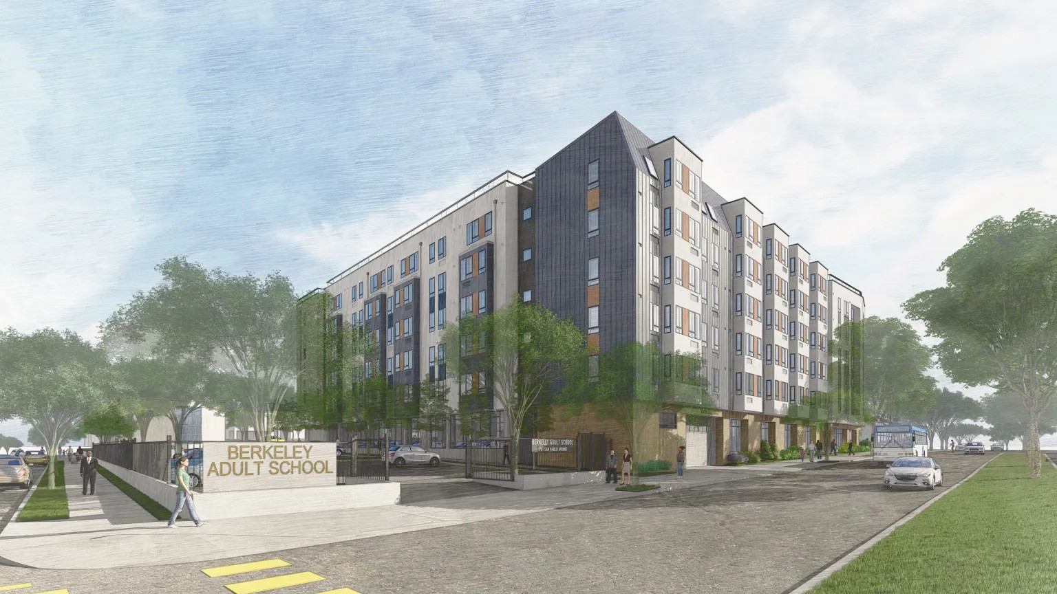 Developer rendering of the BUSD educator housing site